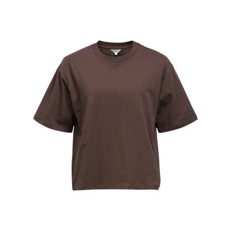 T-shirt en coton biologique marron pourvu d'un col rond et de manches courtes