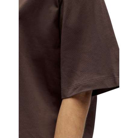 T-shirt en coton biologique marron pourvu d'un col rond et de manches courtes - Image 4