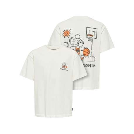T-shirt en coton biologique blanc à imprimé avec une coupe droite et un col rond - Image 4
