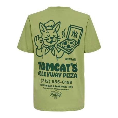 T-shirt en coton vert à imprimé avec une coupe droite et un col rond - Image 2