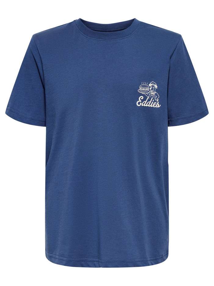 T-shirt en coton indigo à...