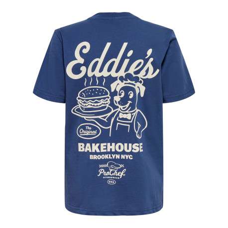 T-shirt en coton indigo à imprimé avec une coupe droite et un col rond - Image 2