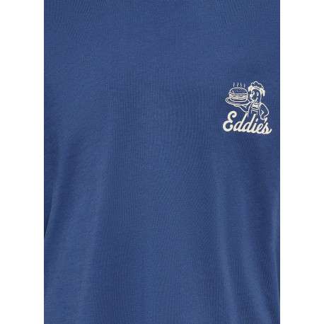 T-shirt en coton indigo à imprimé avec une coupe droite et un col rond - Image 3