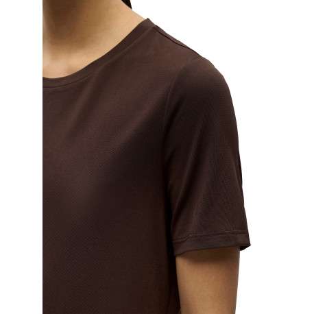 T-shirt marron à coupe droite pourvu d'un col rond et de manches courtes - Image 3