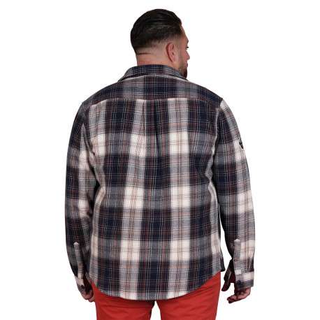 Surchemise en coton marine à carreaux avec une coupe droite et un col à revers - Image 2