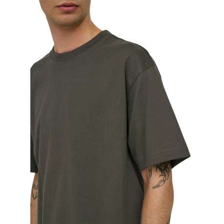 T-shirt kaki uni en coton biologique avec une coupe droite et un col rond - Image 6