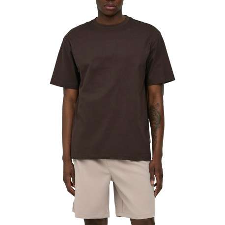 T-shirt en coton biologique marron uni avec une coupe droite et un col rond - Image 3