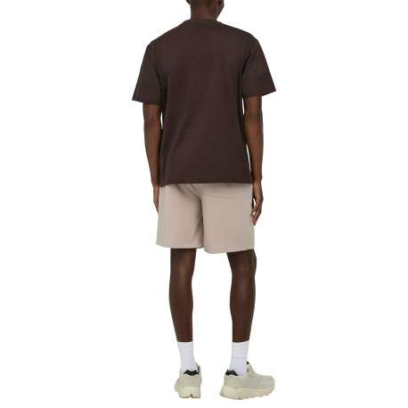 T-shirt en coton biologique marron uni avec une coupe droite et un col rond - Image 4
