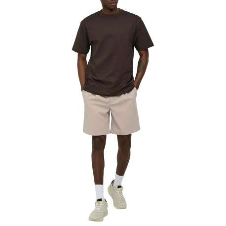 T-shirt en coton biologique marron uni avec une coupe droite et un col rond - Image 5