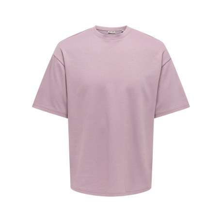 T-shirt rose uni avec une coupe droite et des manches courtes