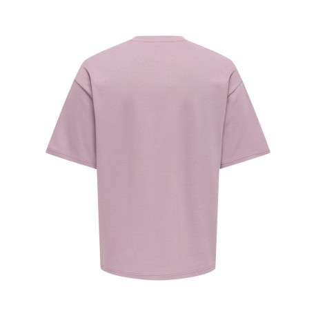 T-shirt rose uni avec une coupe droite et des manches courtes - Image 2