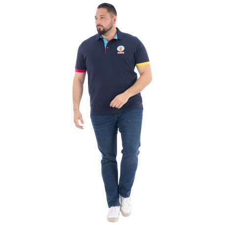 Polo en coton biologique marine à imprimé avec une coupe droite - Image 3