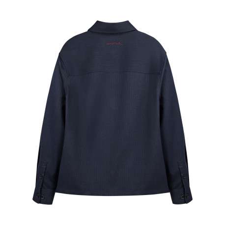 Chemise marine unie avec une coupe droite et un col à revers - Image 2