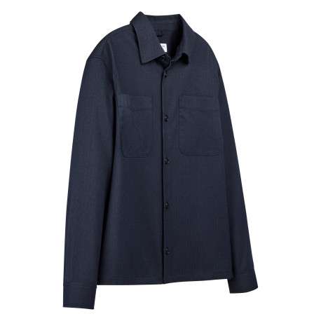 Chemise marine unie avec une coupe droite et un col à revers - Image 3