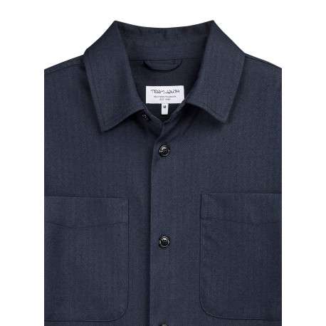 Chemise marine unie avec une coupe droite et un col à revers - Image 4