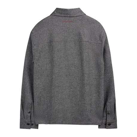 Chemise grise unie avec une coupe droite et un col à revers - Image 2