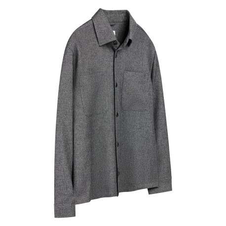 Chemise grise unie avec une coupe droite et un col à revers - Image 3