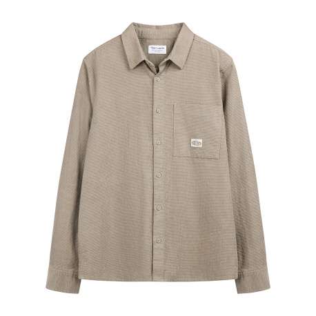 Chemise kaki unie avec une coupe droite et un col à revers