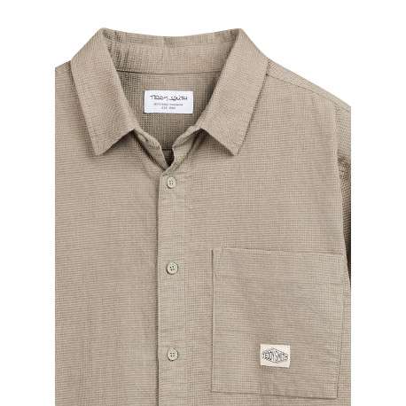 Chemise kaki unie avec une coupe droite et un col à revers - Image 4
