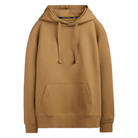 Sweat marron uni avec une coupe droite et un col à capuche