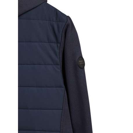 Gilet marine uni avec une coupe droite et un col à capuche - Image 5