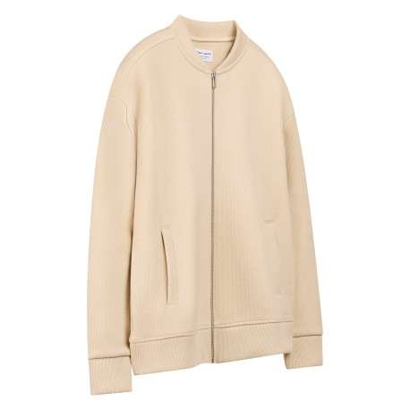 Gilet beige uni avec une coupe oversize et un col montant zippé - Image 3