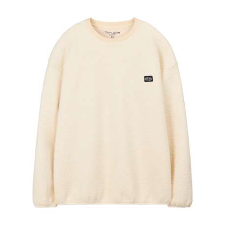 Sweat écru uni avec une coupe droite et des manches longues