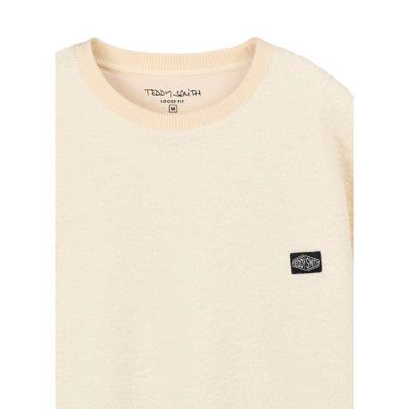 Sweat écru uni avec une coupe droite et des manches longues - Image 4