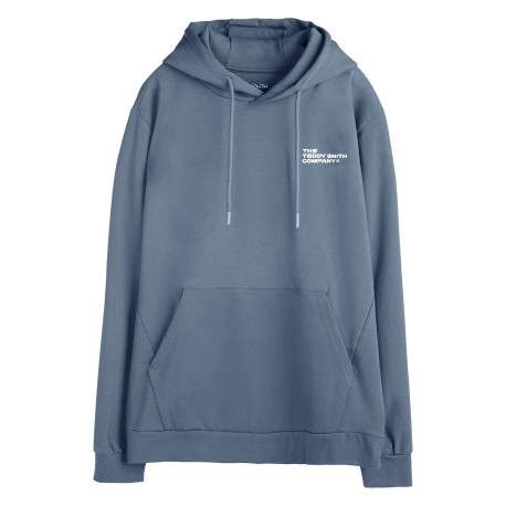 Sweat gris uni avec une coupe droite et pourvu d'un col à capuche