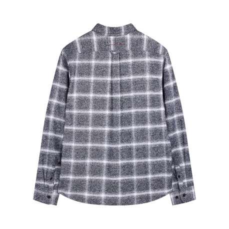 Chemise grise à carreaux avec une coupe droite et un col à revers - Image 2