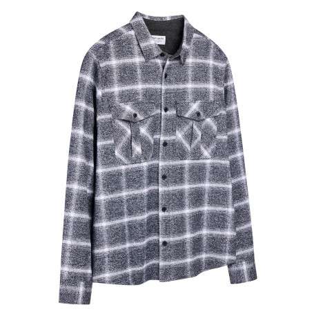 Chemise grise à carreaux avec une coupe droite et un col à revers - Image 3