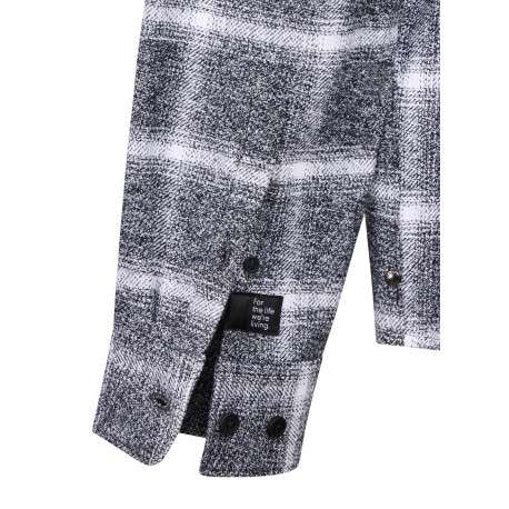 Chemise grise à carreaux avec une coupe droite et un col à revers - Image 5