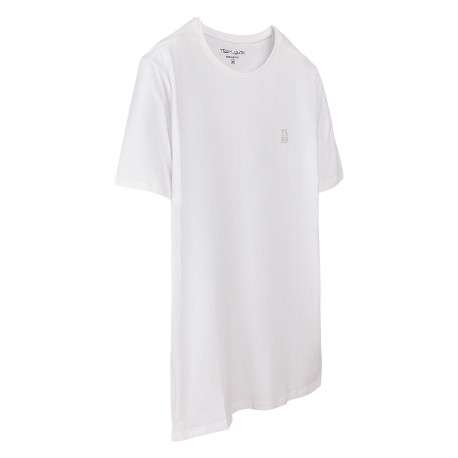 T-shirt blanc uni avec une coupe droite et des manches courtes - Image 3
