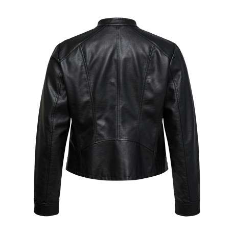 Blouson noir coupe ajustée pourvu d'un col montant et d'une fermeture zippée - Image 2
