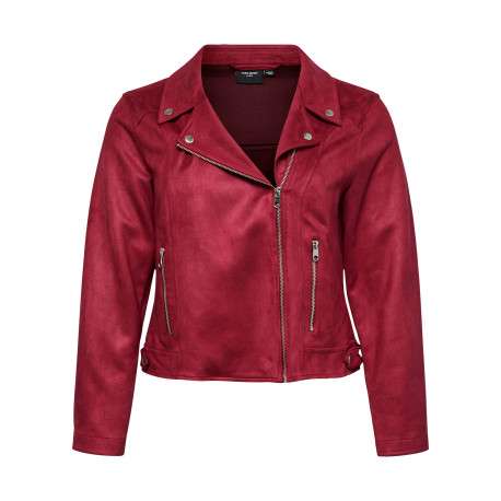 Veste perfecto rouge à coupe ajustée pourvu d'un col à revers