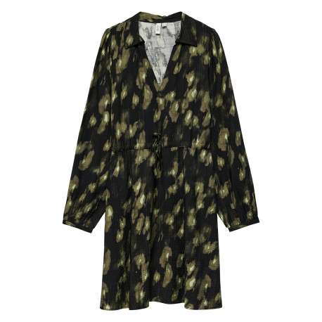 Robe courte noire à coupe ajustée pourvue d'un col v et de manches longues