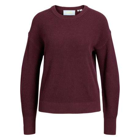 Pull en coton biologique bordeaux à coupe droite pourvu d'un col rond