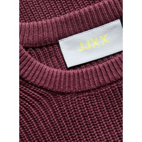 Pull en coton biologique bordeaux à coupe droite pourvu d'un col rond - Image 3