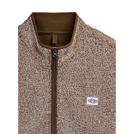 Sweat zippé beige uni avec une coupe droite et un col montant - Image 4