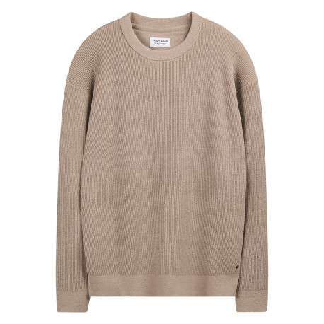 Pull beige uni avec une coupe droite et des manches courtes