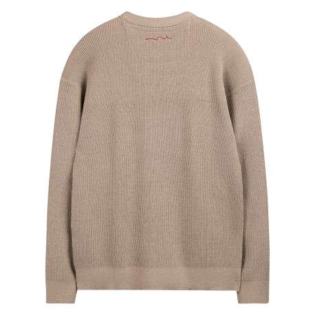 Pull beige uni avec une coupe droite et des manches courtes - Image 2