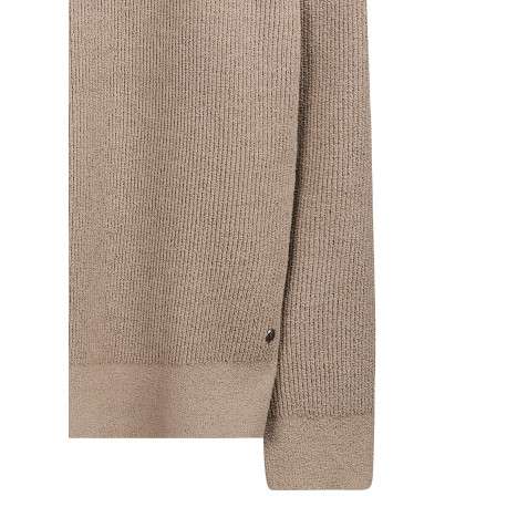 Pull beige uni avec une coupe droite et des manches courtes - Image 4