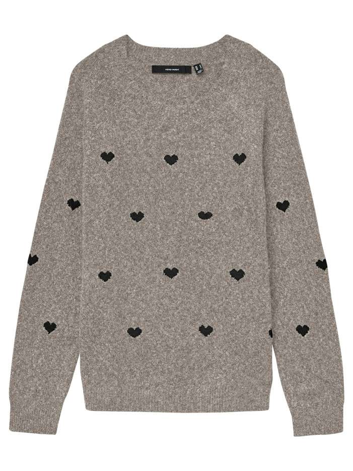 Pull taupe à motifs coupe...