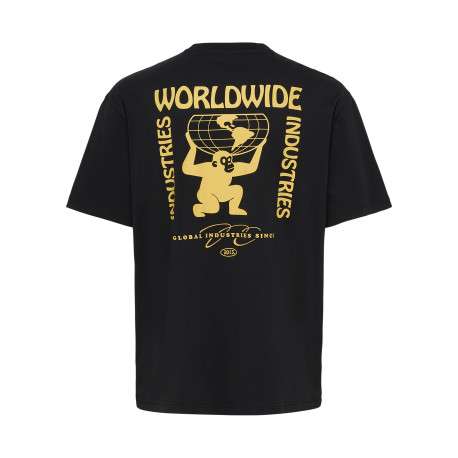 T-shirt en coton biologique noir à imprimé avec une coupe droite - Image 2