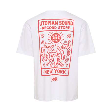 T-shirt en coton biologique blanc à imprimé avec une coupe droite - Image 2