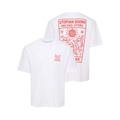 T-shirt en coton biologique blanc à imprimé avec une coupe droite - Image 3