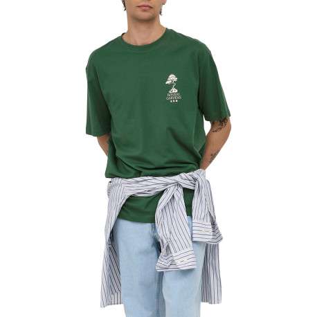 T-shirt en coton biologique vert à imprimé avec une coupe droite et un col rond - Image 3