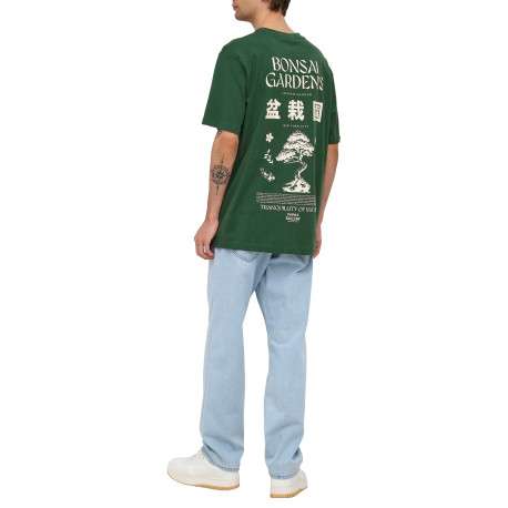T-shirt en coton biologique vert à imprimé avec une coupe droite et un col rond - Image 4