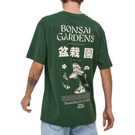 T-shirt en coton biologique vert à imprimé avec une coupe droite et un col rond - Image 6