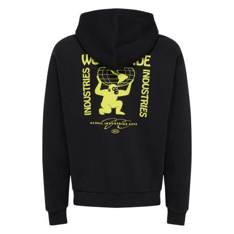 Sweat noir à imprimé avec une coupe droite et un col à capuche - Image 2